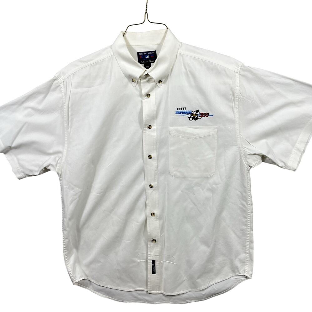 Chevy Silverado 200 Men's‎ Size Large /White /Crew Shirt / Port Authority